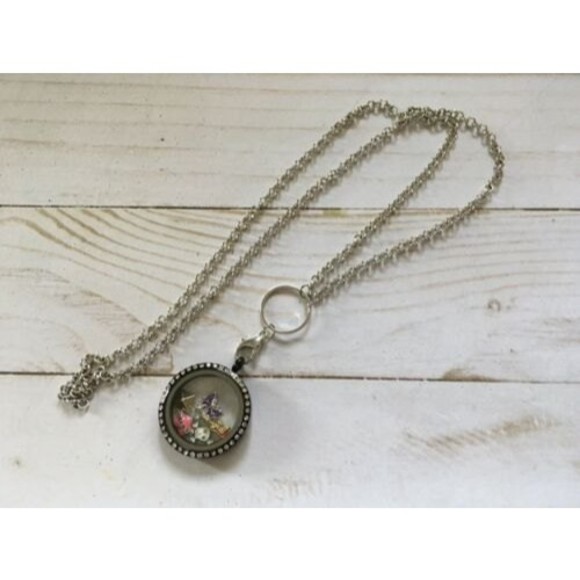 ROUND LIVING MEMORY Floating Charm LOCKET STAINLESS STEEL Goth - Picture 4 of 4